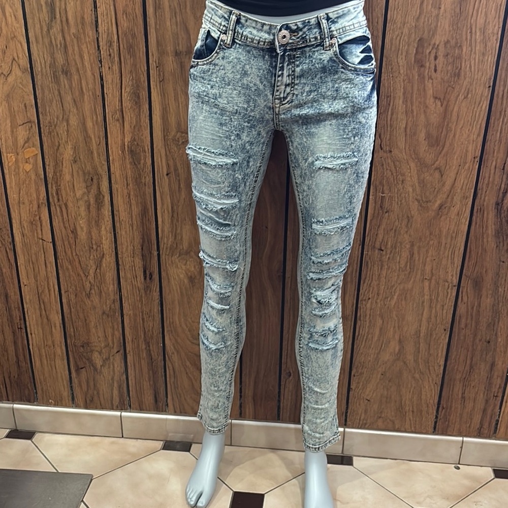 Parisian Works Blue Skinny Jeans with Distressed Details